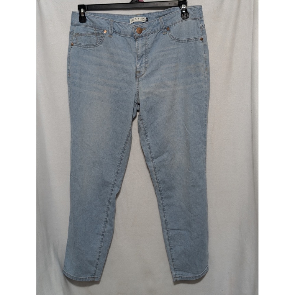 Ava & Alex Womens Light Wash Skinny Jeans Size 16 Blue Stretch Denim Casual